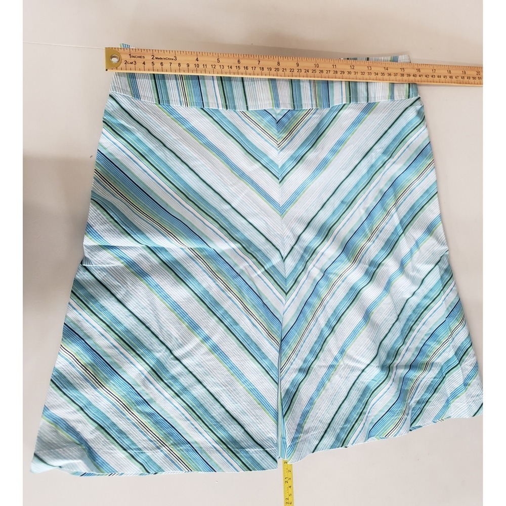 RAG Striped A Line Skirt Size 5 Blue Y2K Chevron Cotton Blend Made in USA Preppy - Picture 7 of 7